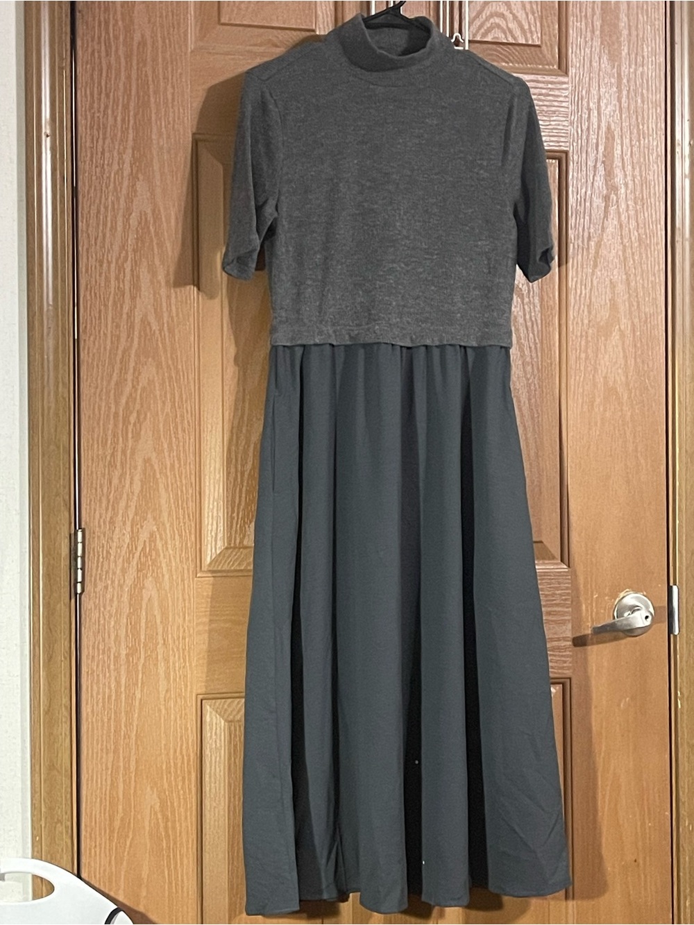 a new day Charcoal Two-Tone Mock Neck Maxi Dress